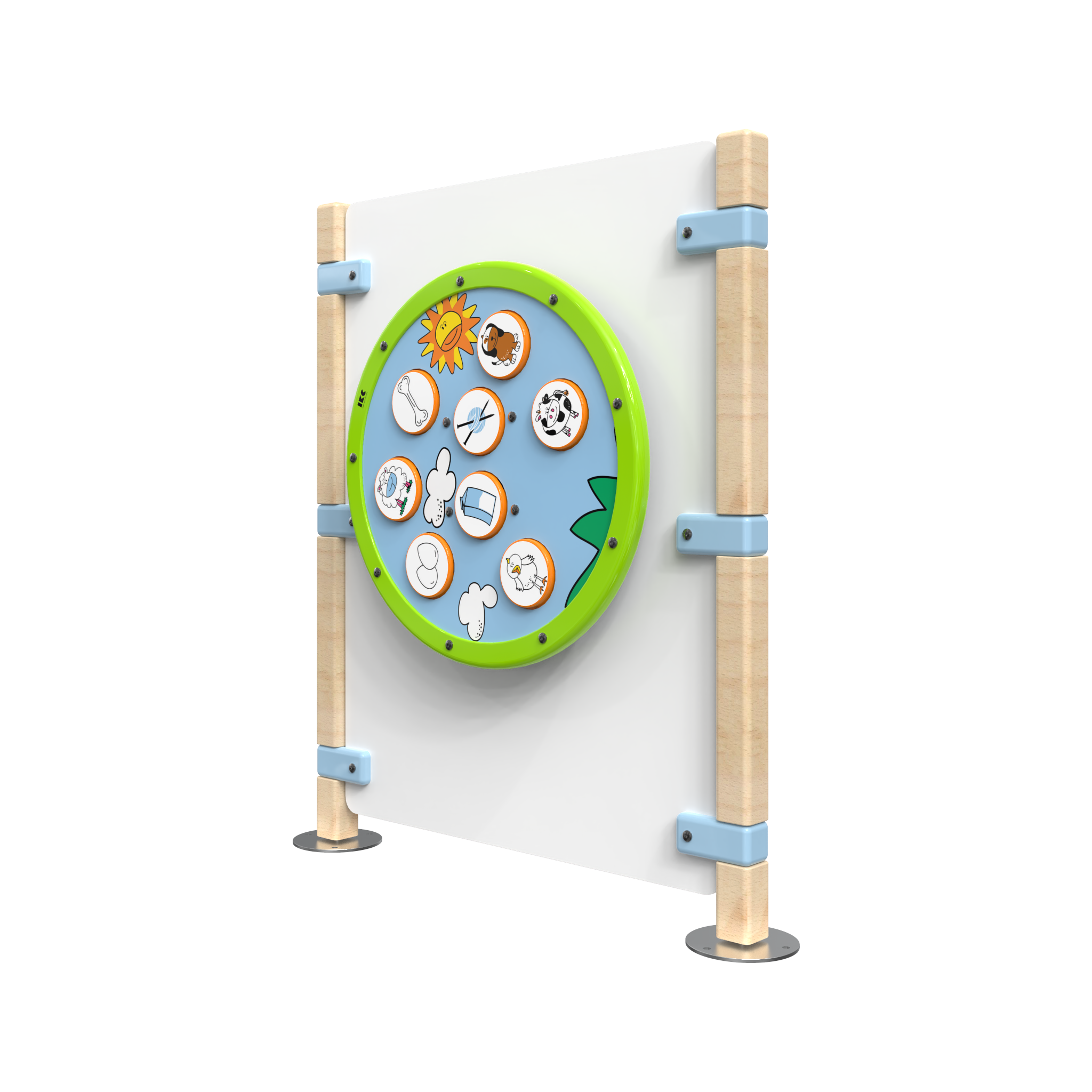 Hekwerk voor kinderhoek met een wandspel speelwiel | IKC Hekwerken
