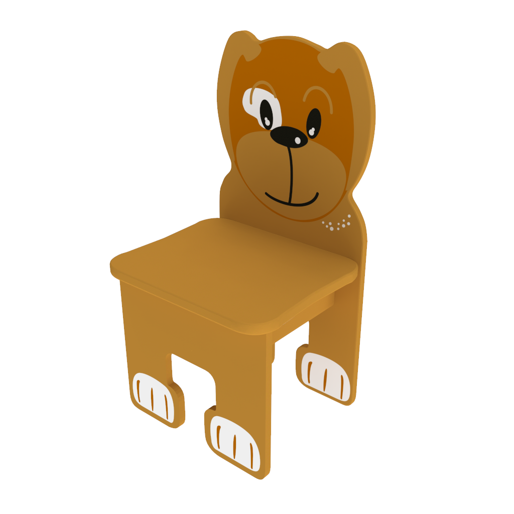 Houten stoel voor kinderen in een kinderhoek met een dieren thema in de vorm van een hond | IKC Kindermeubels