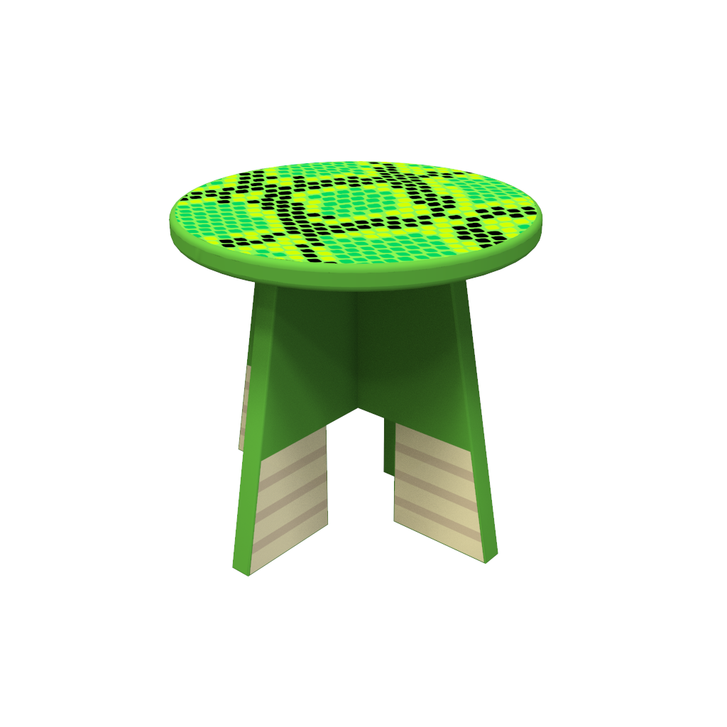 Houten krukje voor kinderen in een kinderhoek of wachtkamer met een dieren thema | IKC kindermeubels