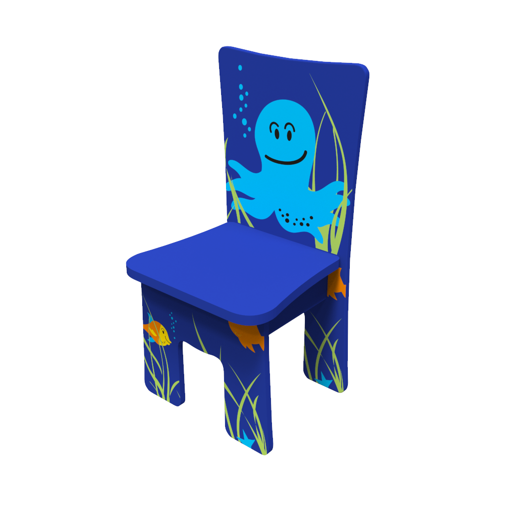 Houten zitmeubel voor kinderen met de uitstraling van een octopus voor een dieren zee thema kinderhoek of wachtruimte | IKC kindermeubels
