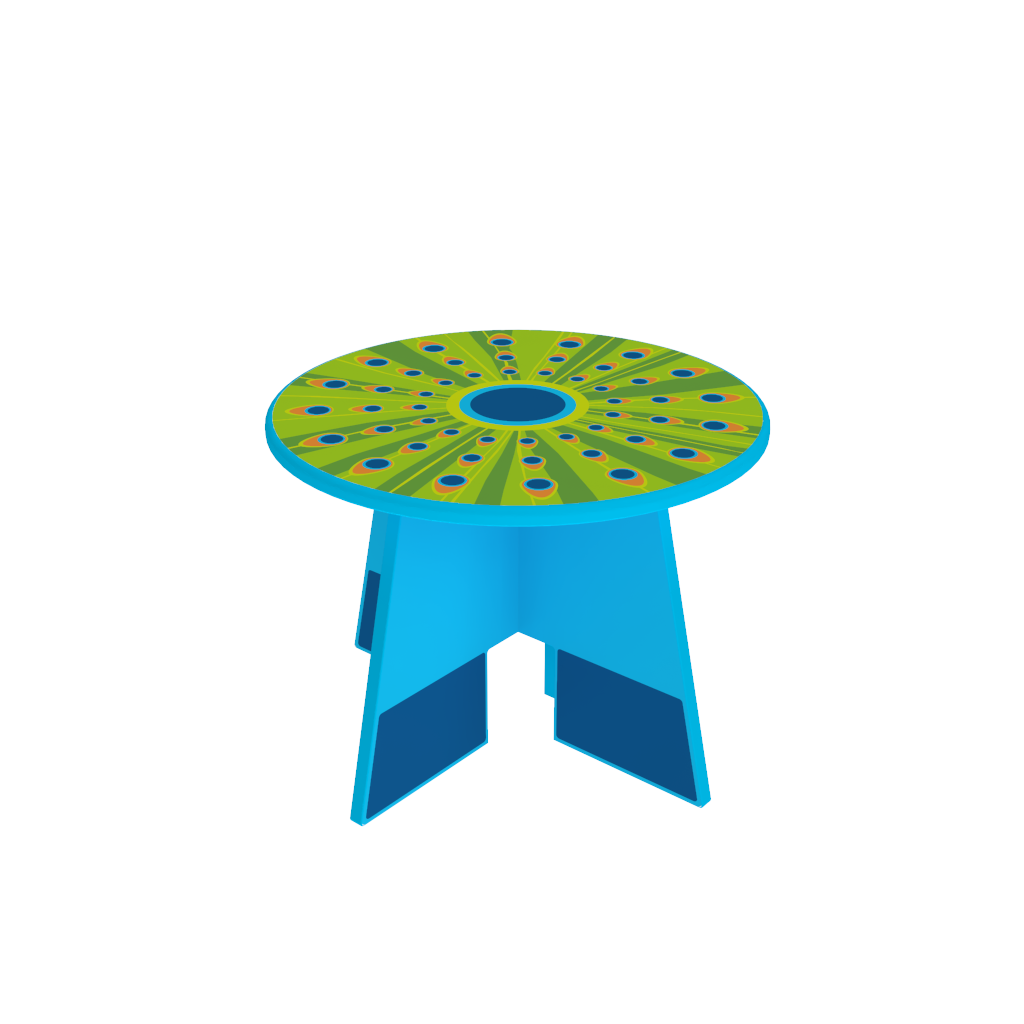 Houten kindertafel voor een kinderhoek of wachtruimte met de uitstraling van een pauw | IKc kindermeubels