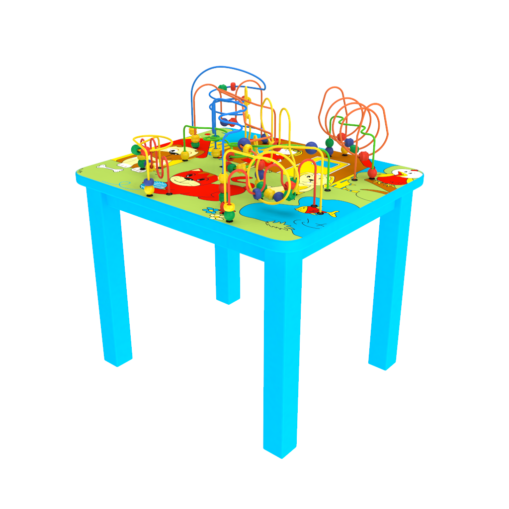 Kindertafel voor in een kinderhoek of wachtruimte met kralen voor het stimuleren van de fijne motoriek | IKC speelsystemen