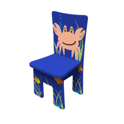 Houten stoel voor kinderen in een kinderhoek of wachtkamer met een zee dieren thema met een krab | IKC kindermeubels