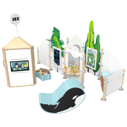 Complete speelhoek voor kinderen met interactieve speelsystemen en een kralen tafel